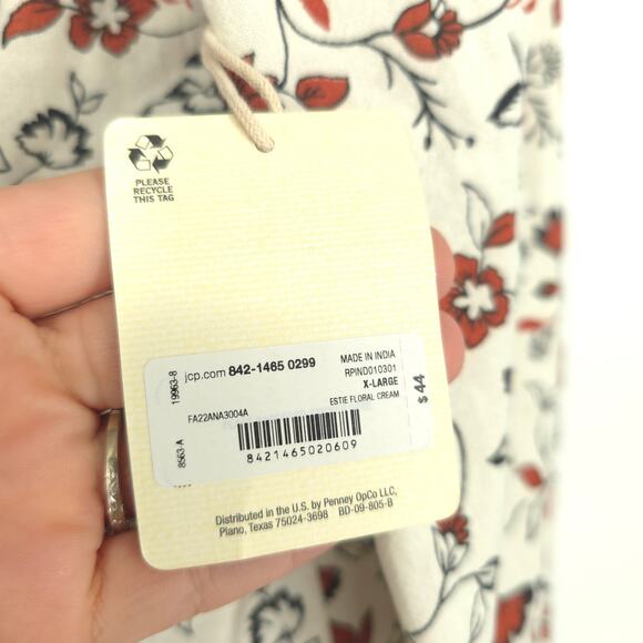 a.n.a. A New Approach Estie Floral Cream Pattern Top Long Sleeve Size XL NWT - Picture 10 of 11